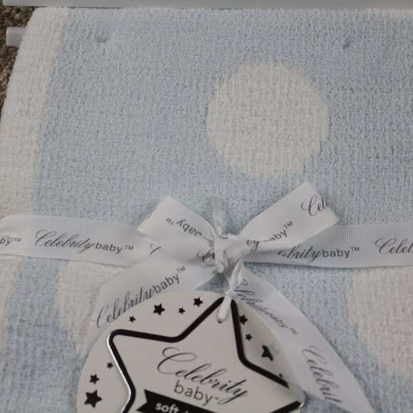 Little Celebrity Blue White Polka Dot Baby Blanket Soft Infant Boys NWT RARE - Picture 3 of 5